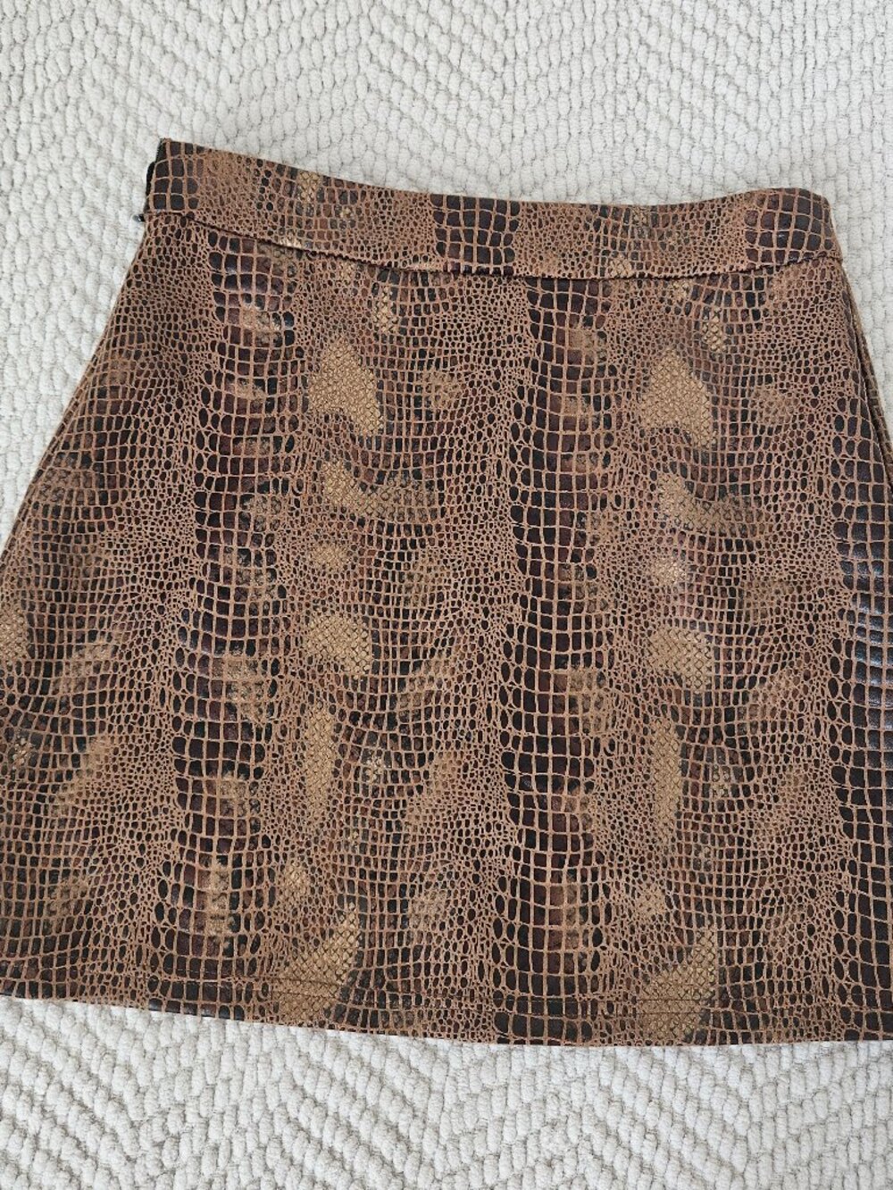 SHEIN Brown Faux Leather Snakeskin Mini Skirt - Size S